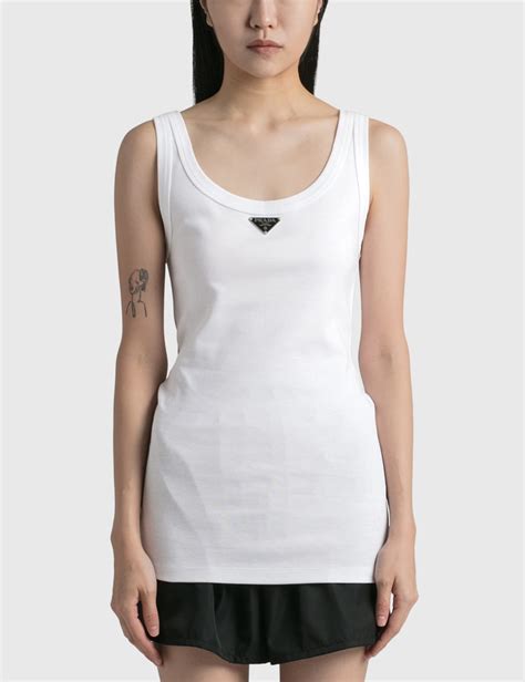 prada green tank top|Prada Cotton Ribbed Tank Top .